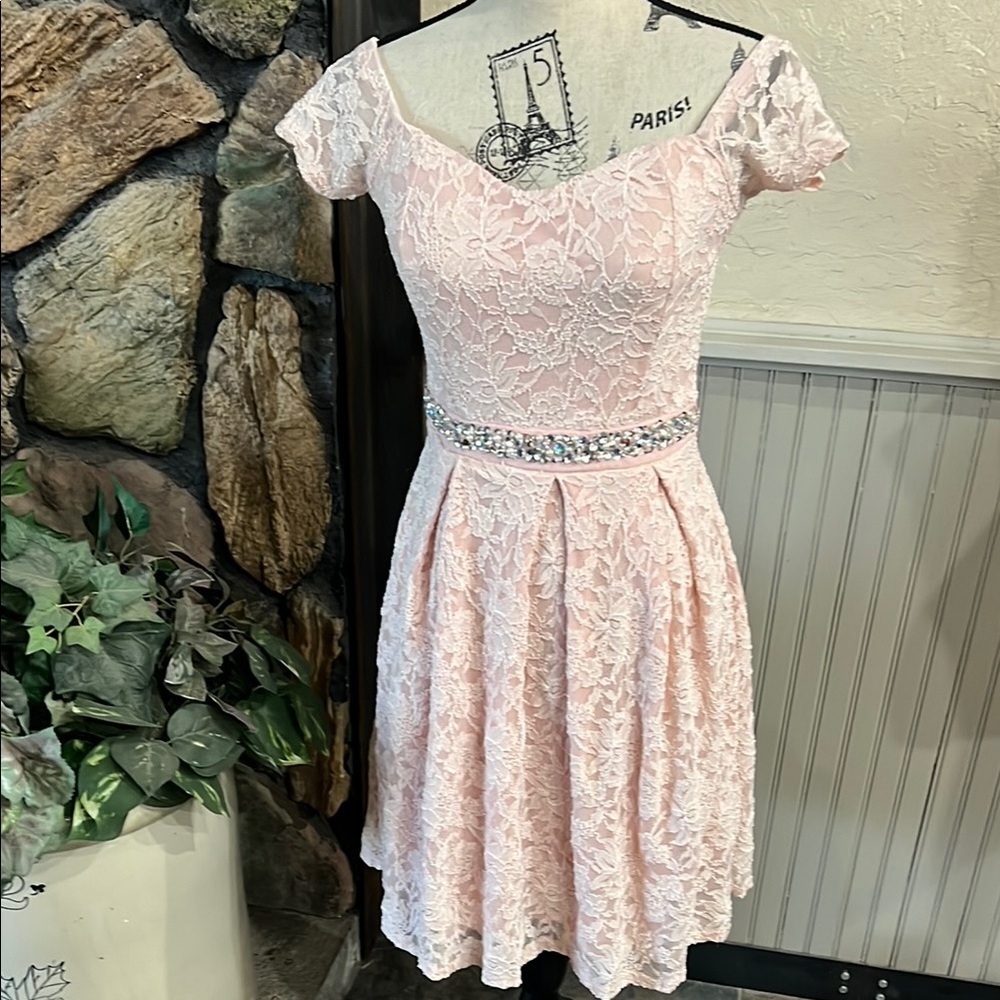 Scala Embellished Pink Off-Shoulder Mini Dress